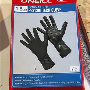 O'Neill Black Psycho Tech Gloves size small never used